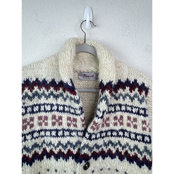 Nomad 100% Wool Hand Knit Sweater Vest Nordic Fair Isle Women's Sz M Ecuador Vtg - Picture 4 of 5